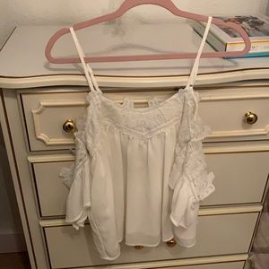 Off-the-shoulder white top